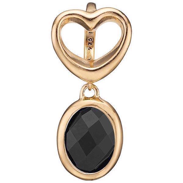 Image of Christina Collect forgyldt sølv Open onyx heart åbent hjerte med hængede sort onyx